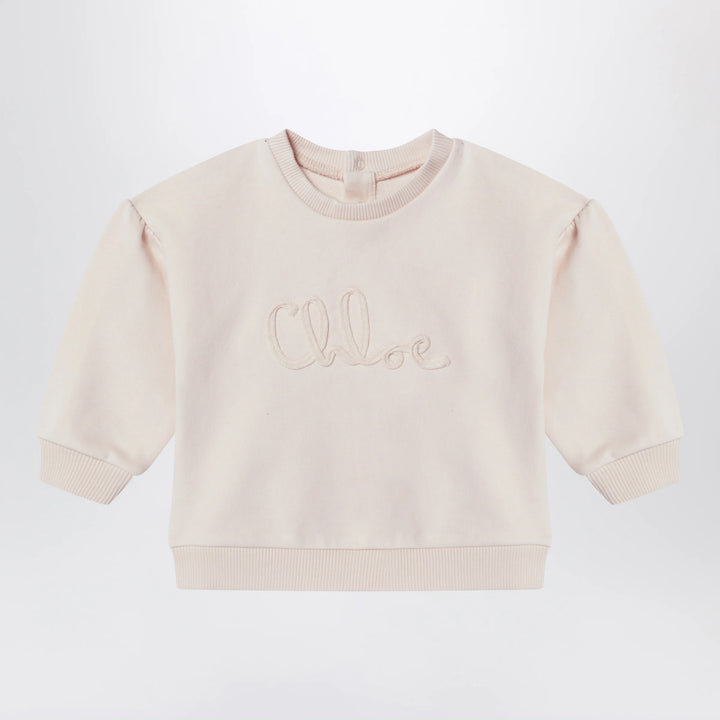 Chloé - Light pink sweatshirt with logo embroidery
