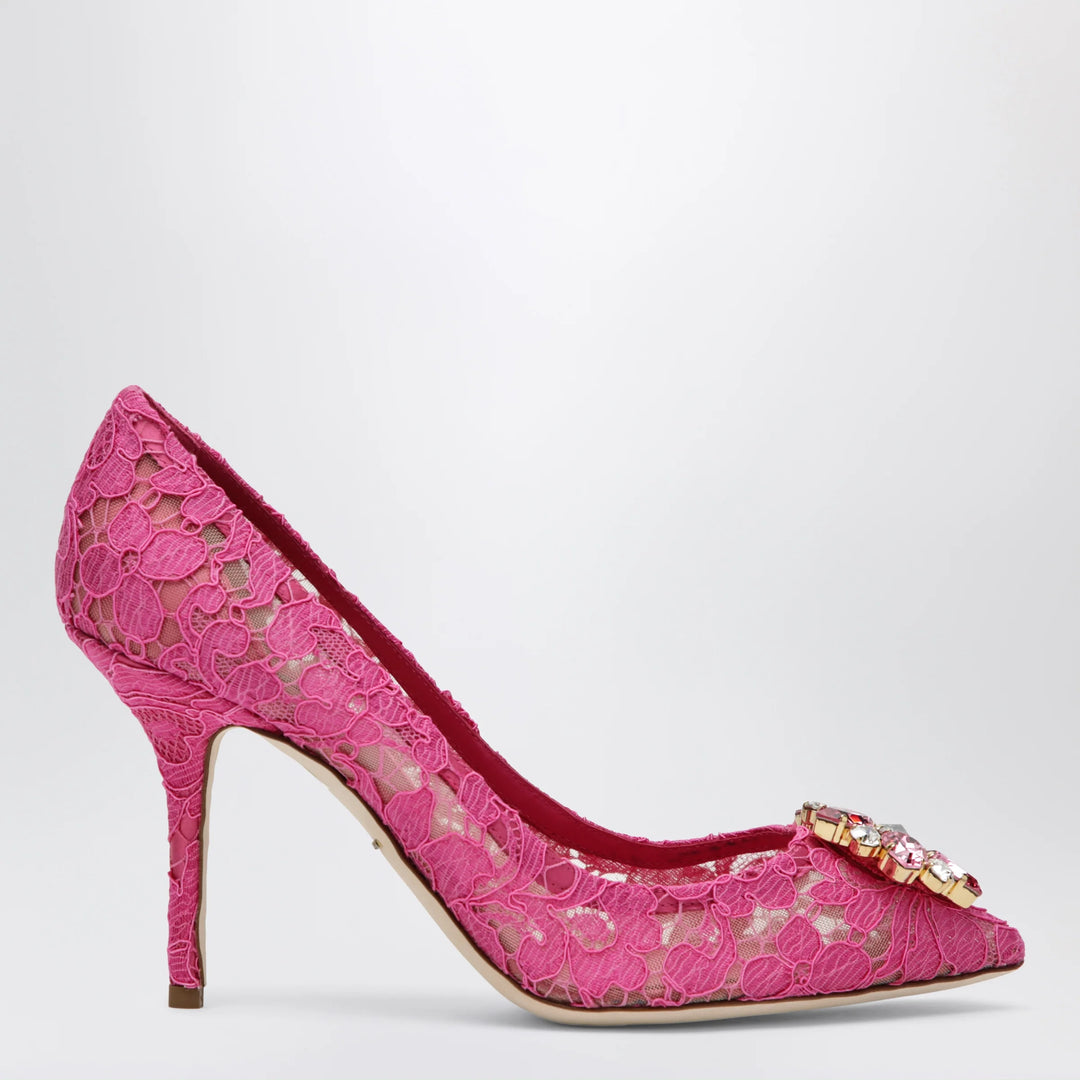 Dolce&amp;Gabbana - Bellucci lace pumps with crystals in fuchsia