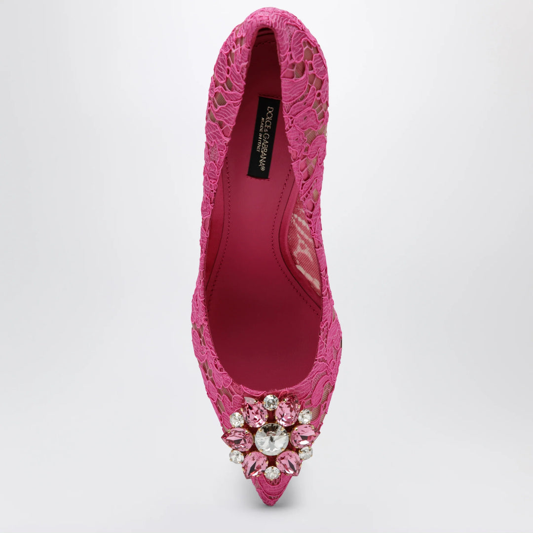 Dolce&amp;Gabbana - Bellucci lace pumps with crystals in fuchsia