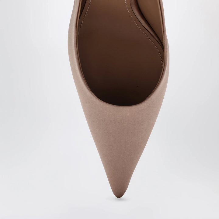 Dolce&amp;Gabbana - Beige satin slingback with DG logo