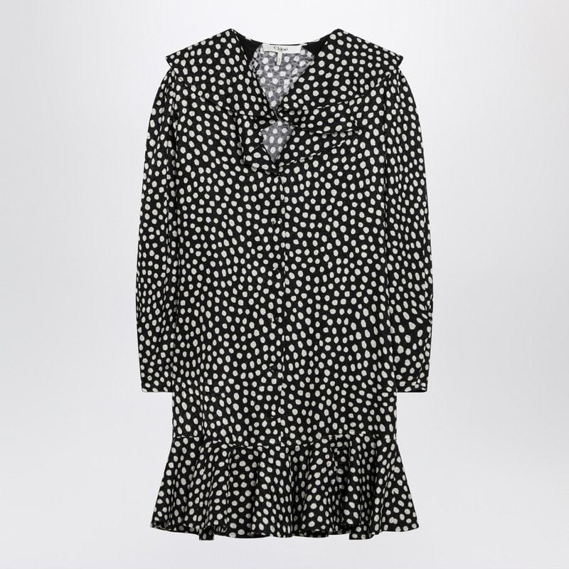 Dresses Chloé - Black silk jacquard mini dress with polka dot print - 36 FR Brand
