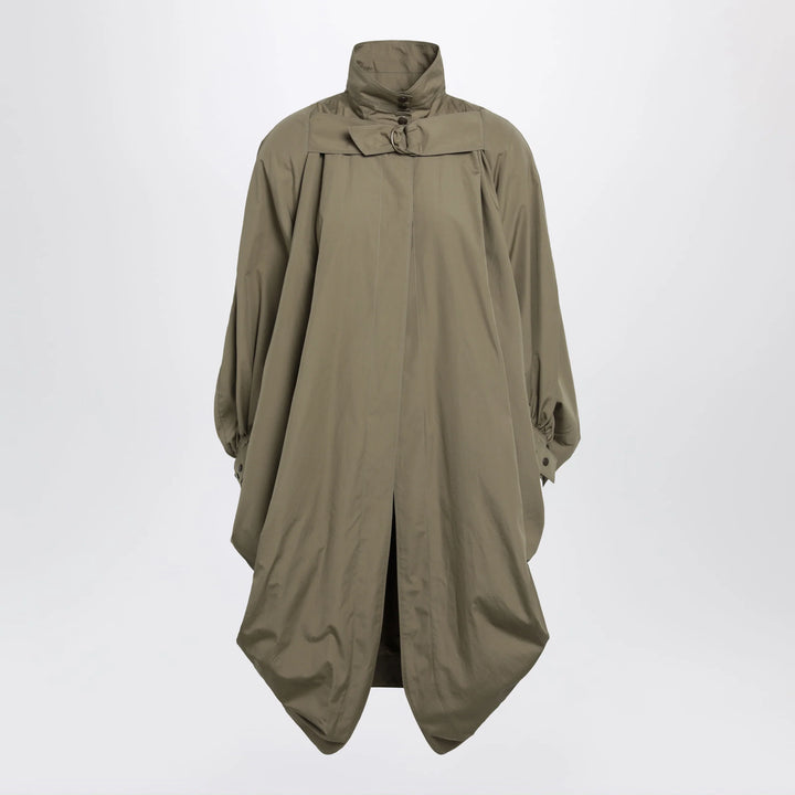 Chloé - Oversized cape coat in olive green poplin