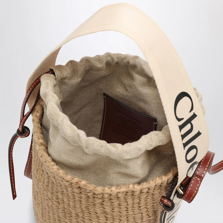 Chloé - Small Woody raffia bucket bag