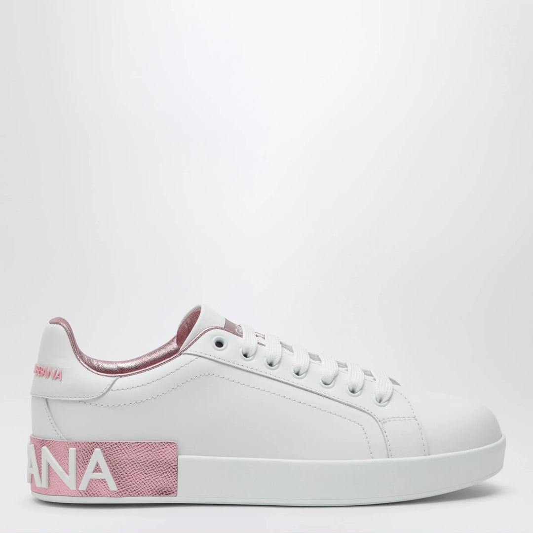 Dolce&amp;Gabbana - Portofino white/pink leather sneakers
