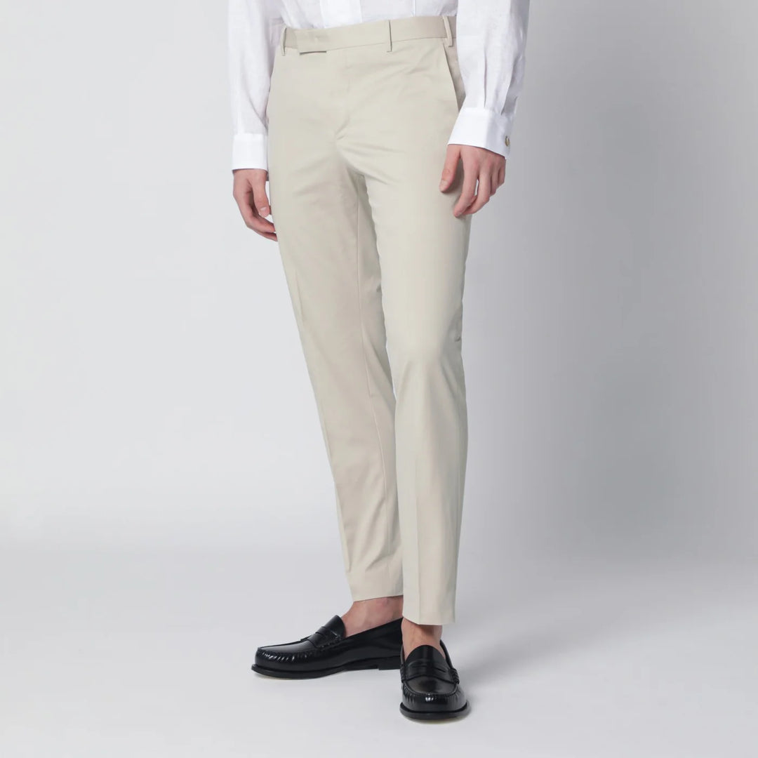 PT Torino - Beige slim-fit cotton-blend trousers