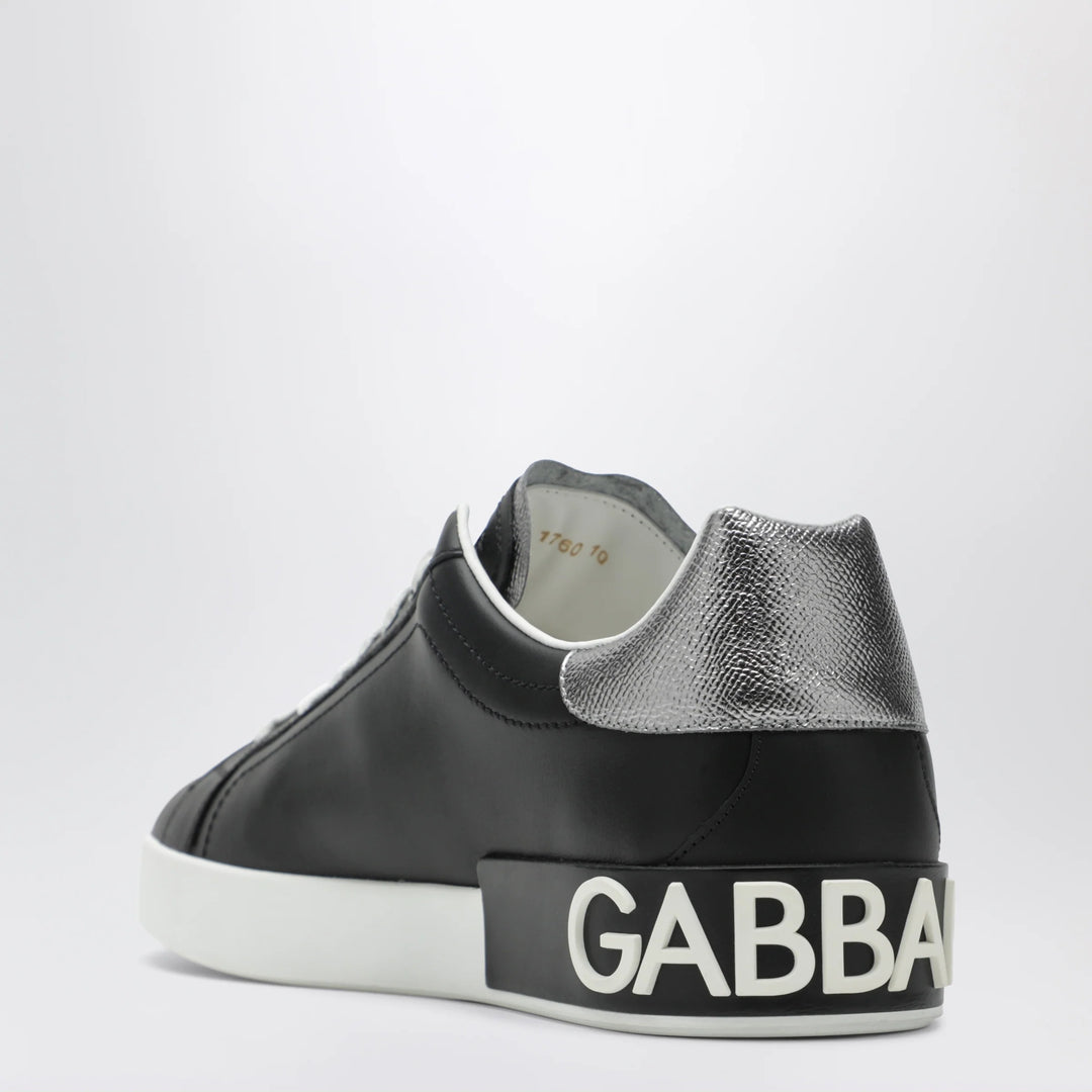 Dolce&amp;Gabbana - Portofino classic leather sneakers in black and silver