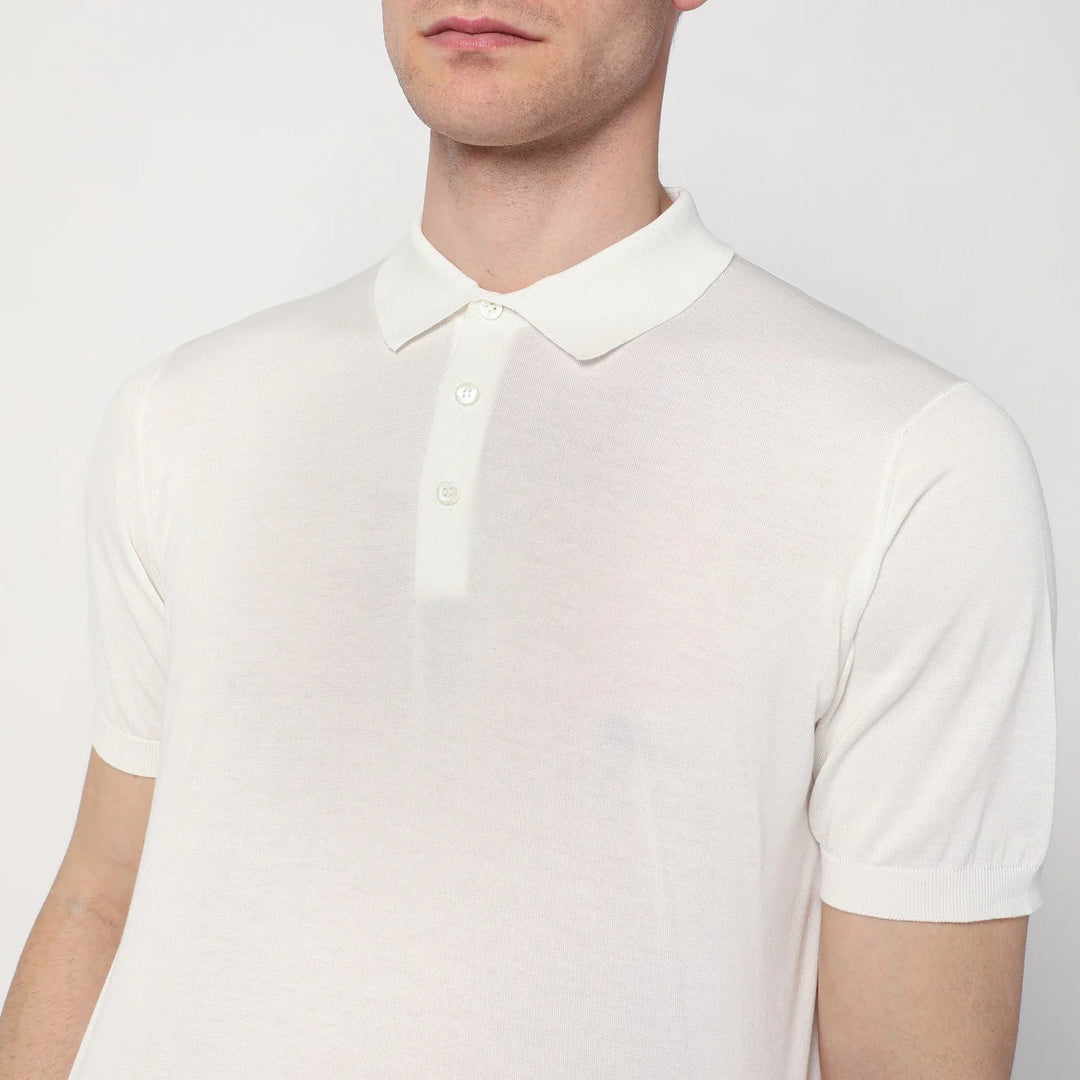 Drumohr - Milky white polo shirt in cotton