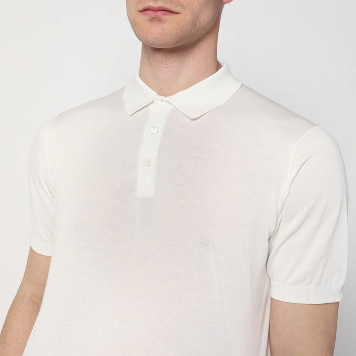 Drumohr - Milky white polo shirt in cotton