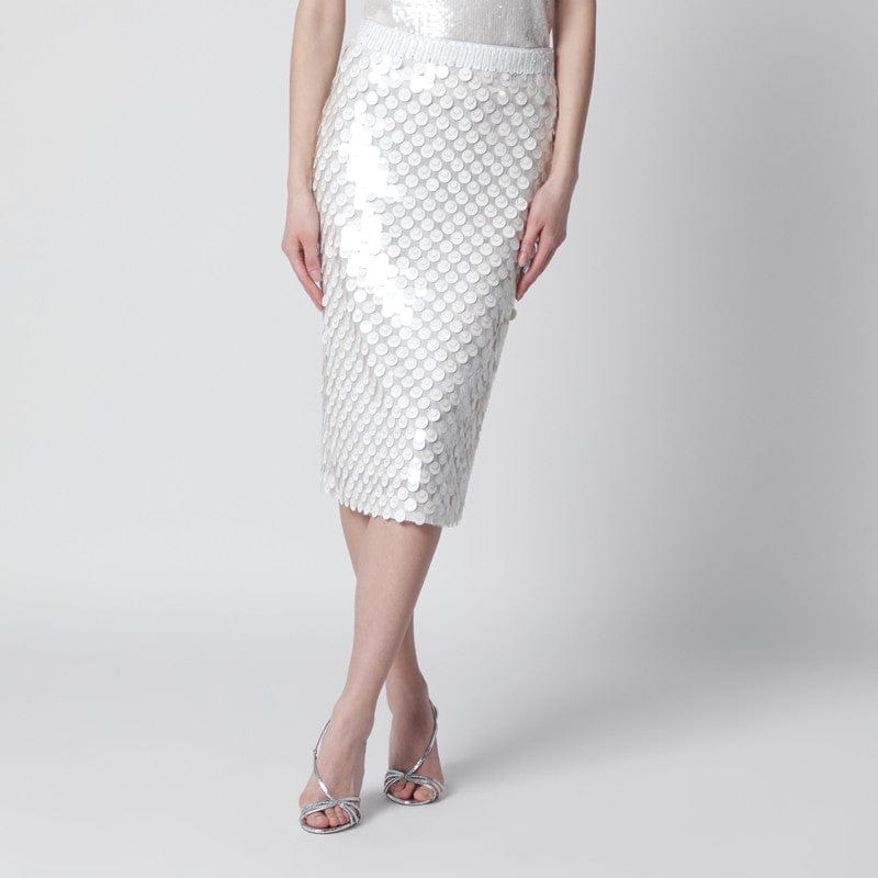 Skirts P.A.R.O.S.H. - Cream sequin pencil skirt - S Brand