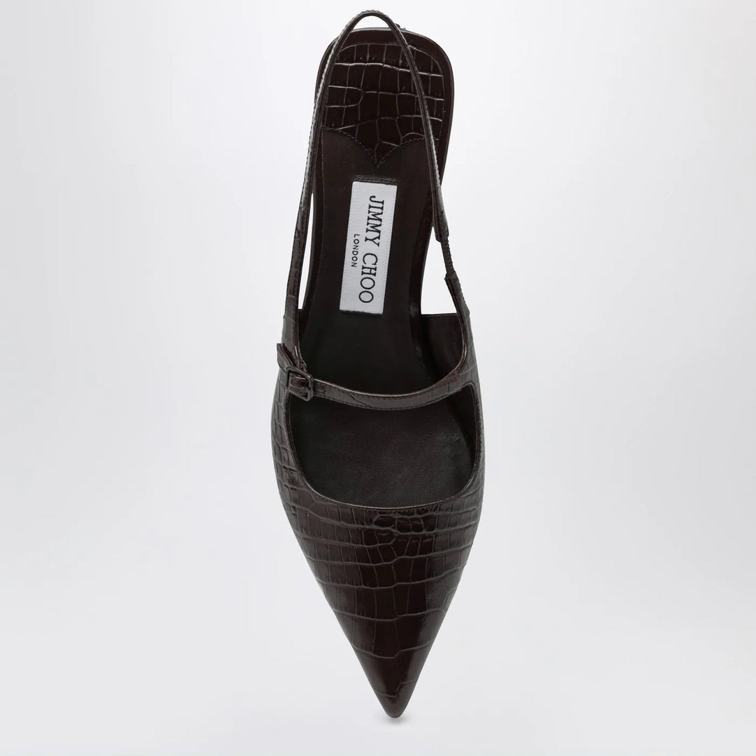 Jimmy Choo - Didi 45 brown crocodile effect neckline