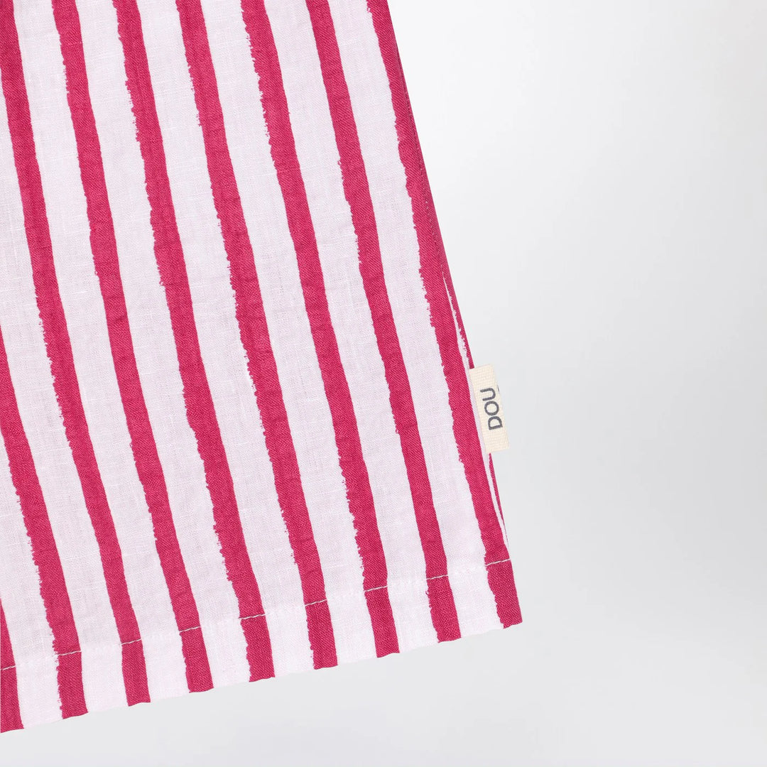 Douuod - White/red striped Bermuda shorts in linen