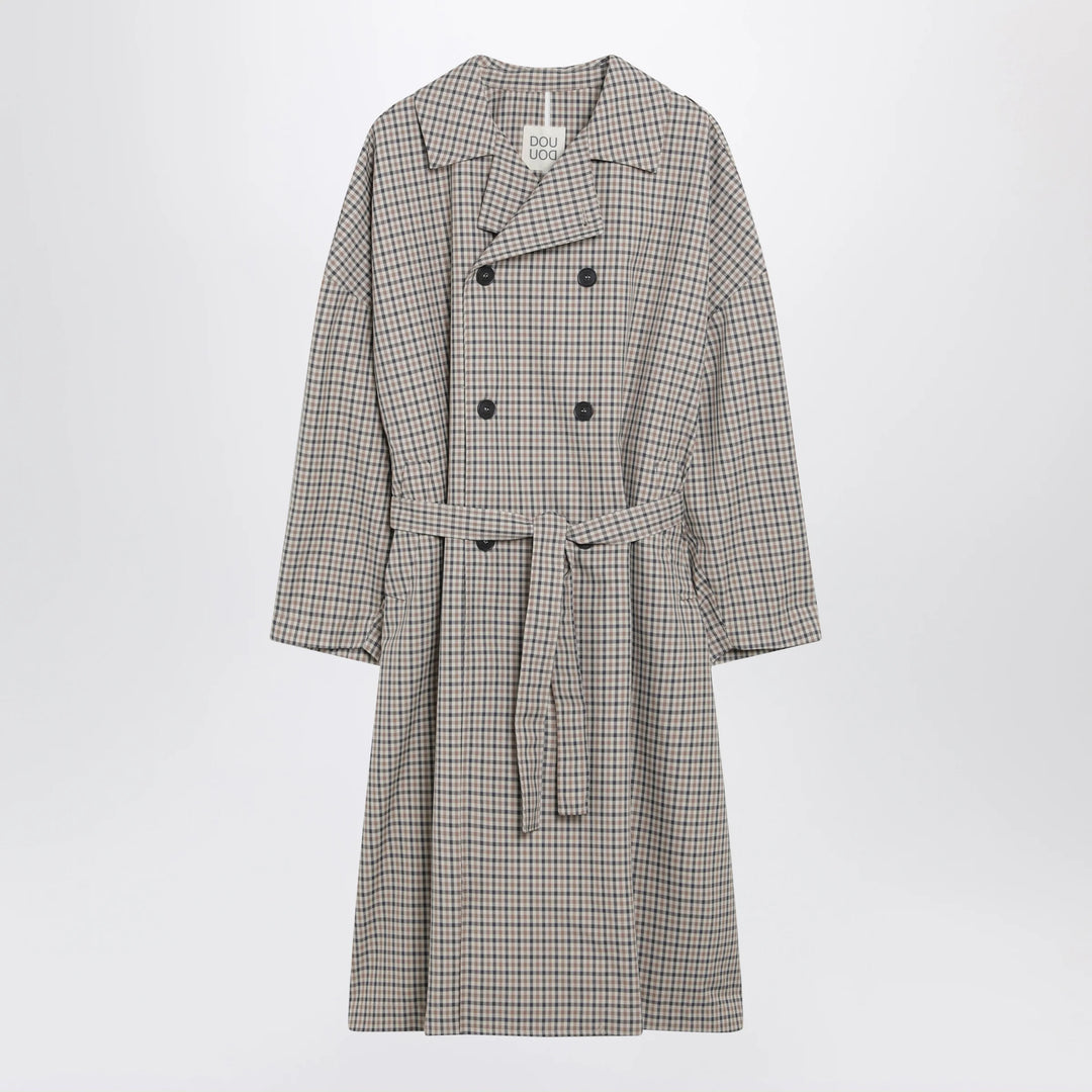 Douuod - Double-breasted check trench coat