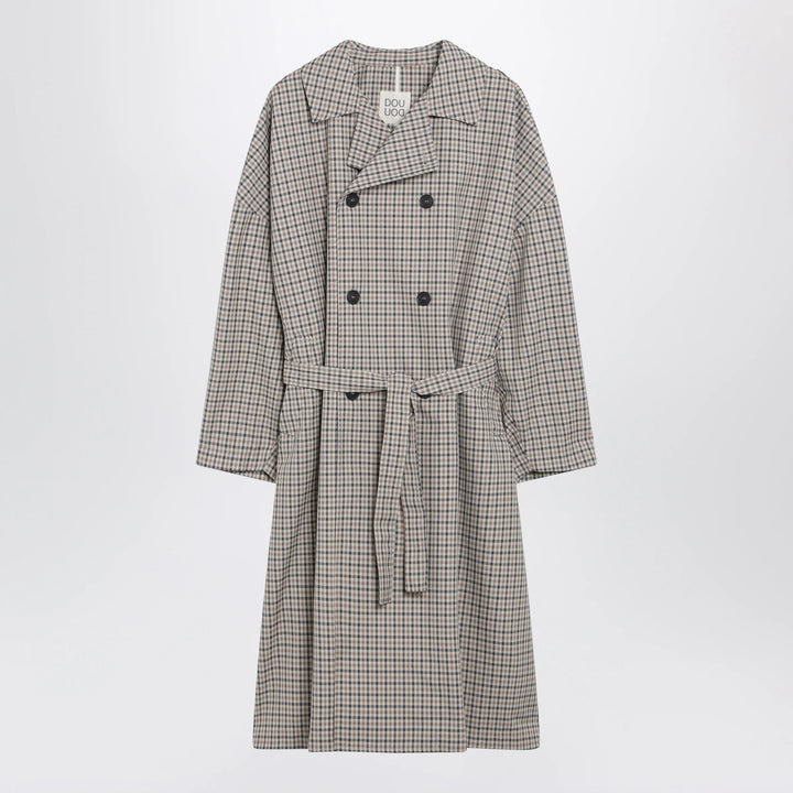 Douuod - Double-breasted check trench coat