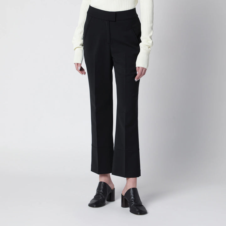 Entire Studios - Black wool-blend flared cropped trousers