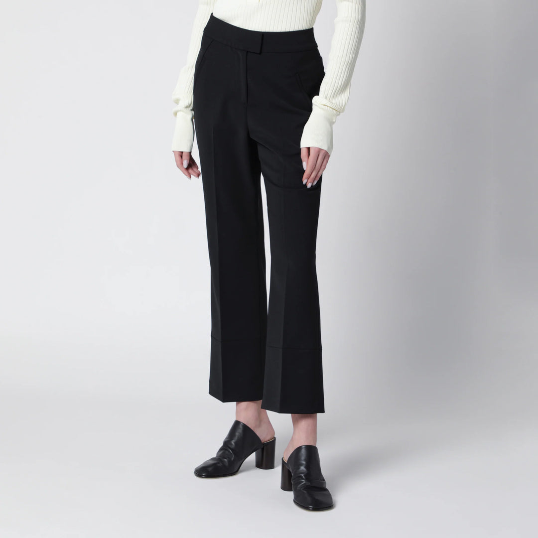Entire Studios - Black wool-blend flared cropped trousers