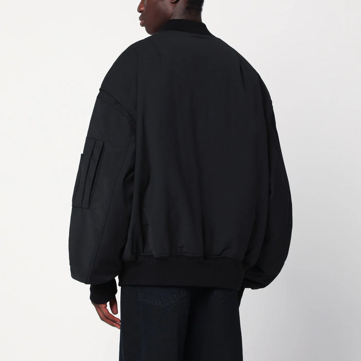 Entire Studios - Black zip-up bomber jacket in wool blend