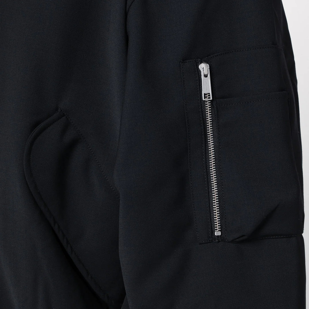 Entire Studios - Black zip-up bomber jacket in wool blend