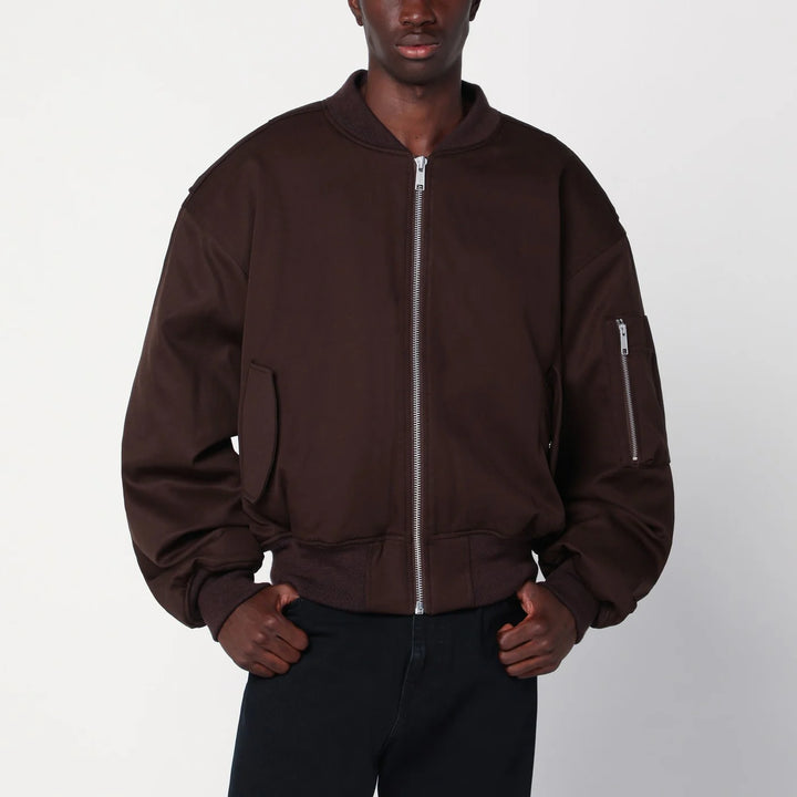 Entire Studios - Dark brown zip-up bomber jacket in wool