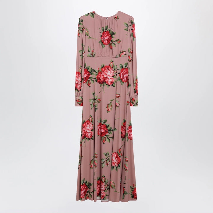 Dolce&amp;Gabbana - Pink crêpe dress with Bouquet print by Dolce &amp; Gabbana