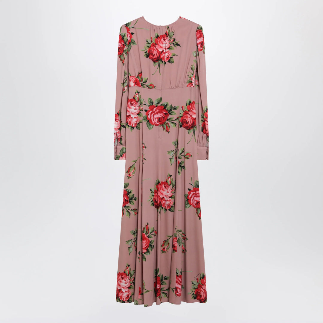 Dolce&amp;Gabbana - Pink crêpe dress with Bouquet print by Dolce &amp; Gabbana