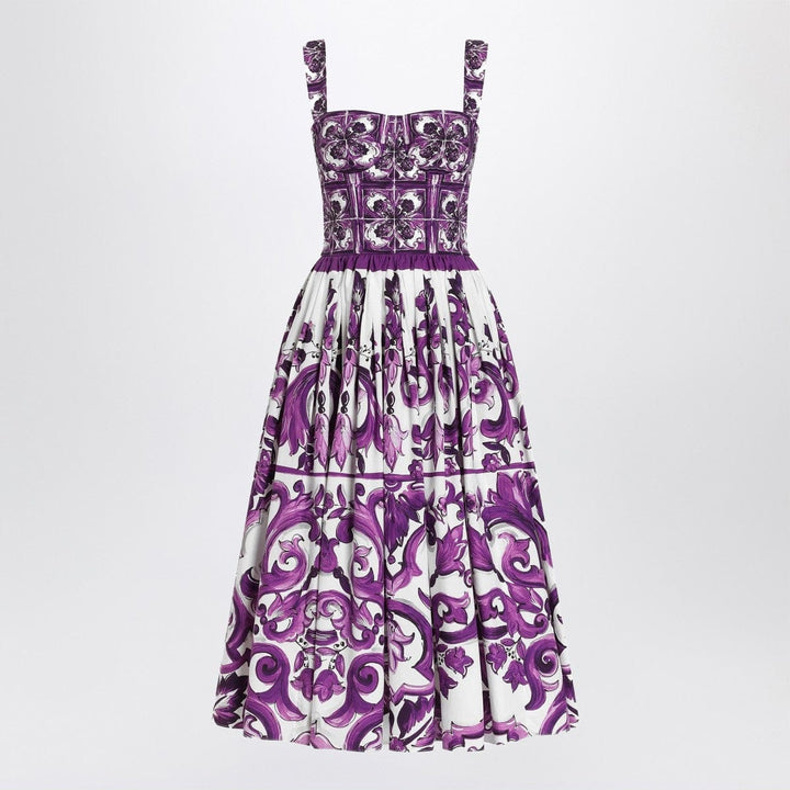 Dresses 38 Dolce & Gabbana Dolce&Gabbana Dress with purple majolica print in cotton poplin Brand