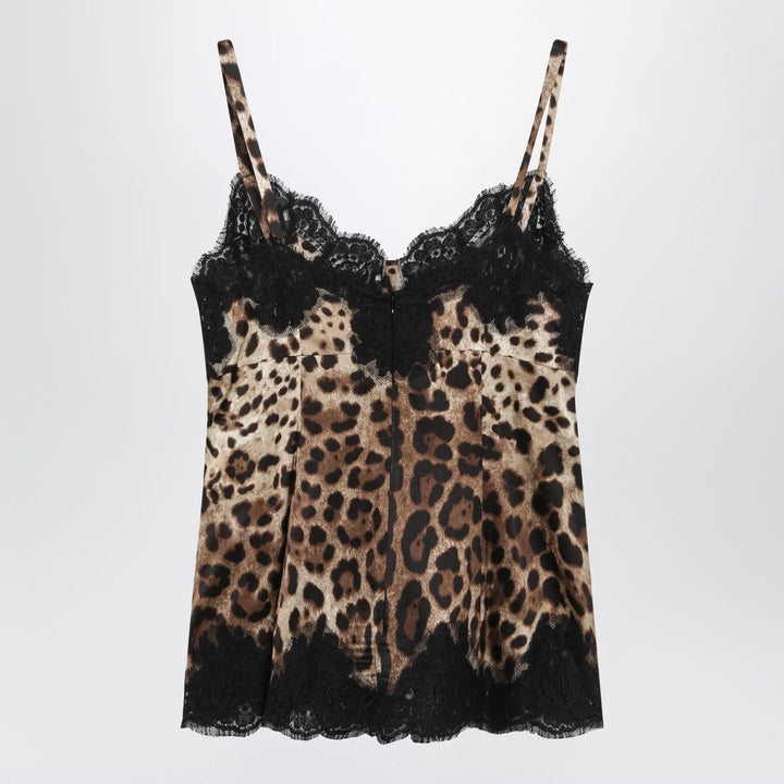 Dolce&amp;Gabbana - Leopard-print satin camisole with lace trim