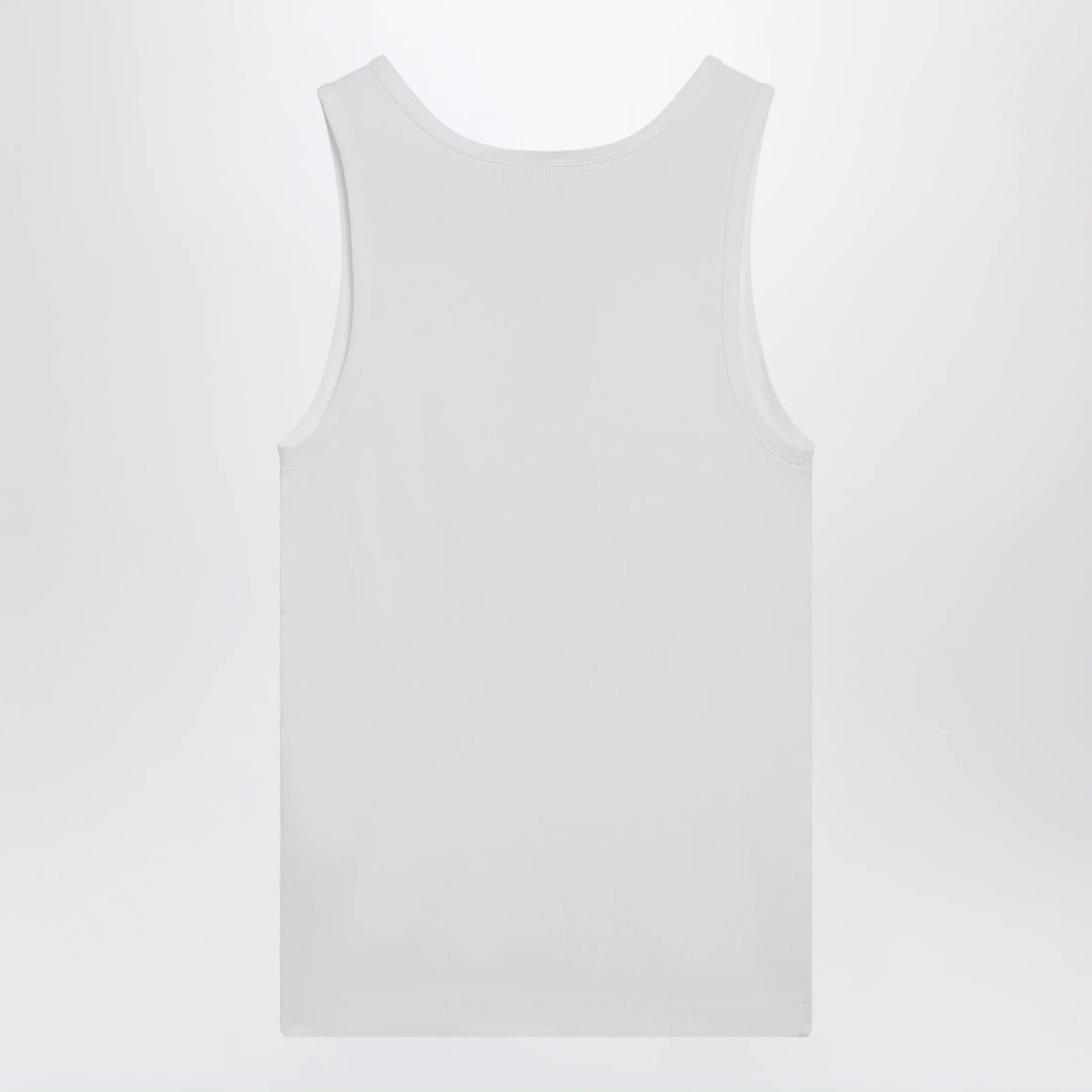 Dolce&amp;Gabbana - Cotton tank top with DG embroidery and rhinestones, white