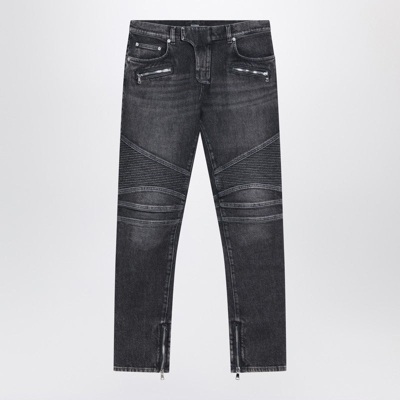 Balmain - Grey washed slim biker jeans - 33
