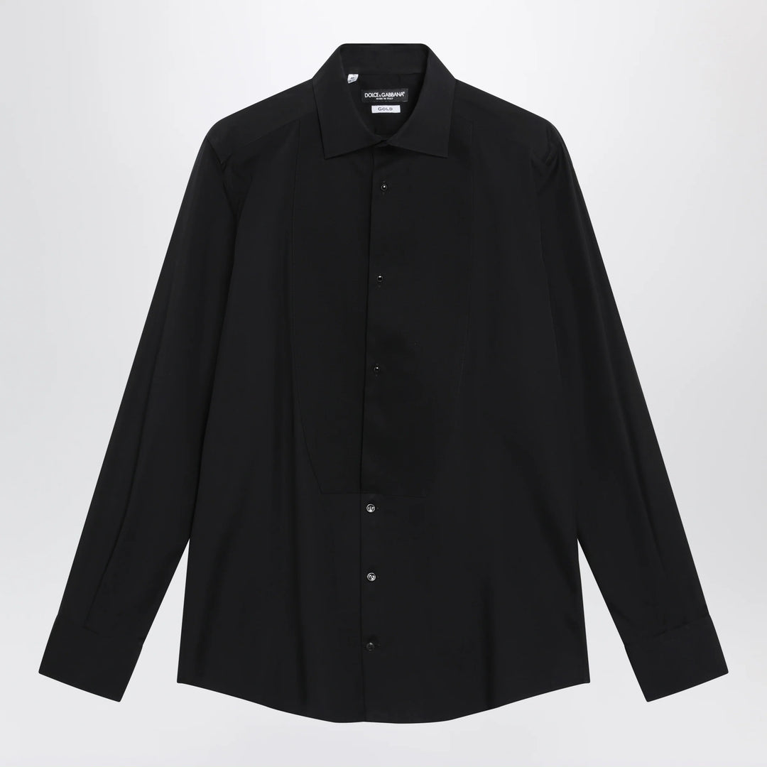 Dolce&amp;Gabbana - Gold-fit tuxedo shirt in cotton poplin, black