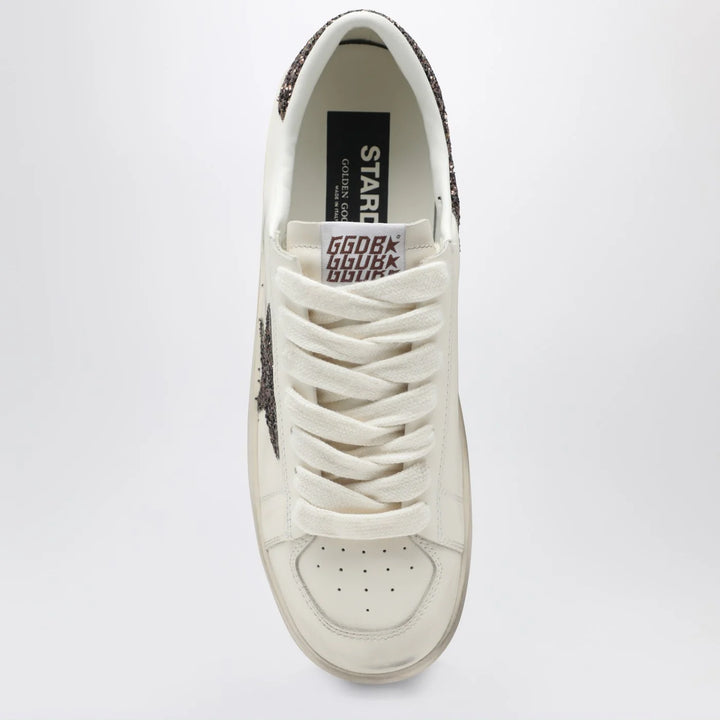 Golden Goose - Stardan Sneakers in white leather and brown glitter