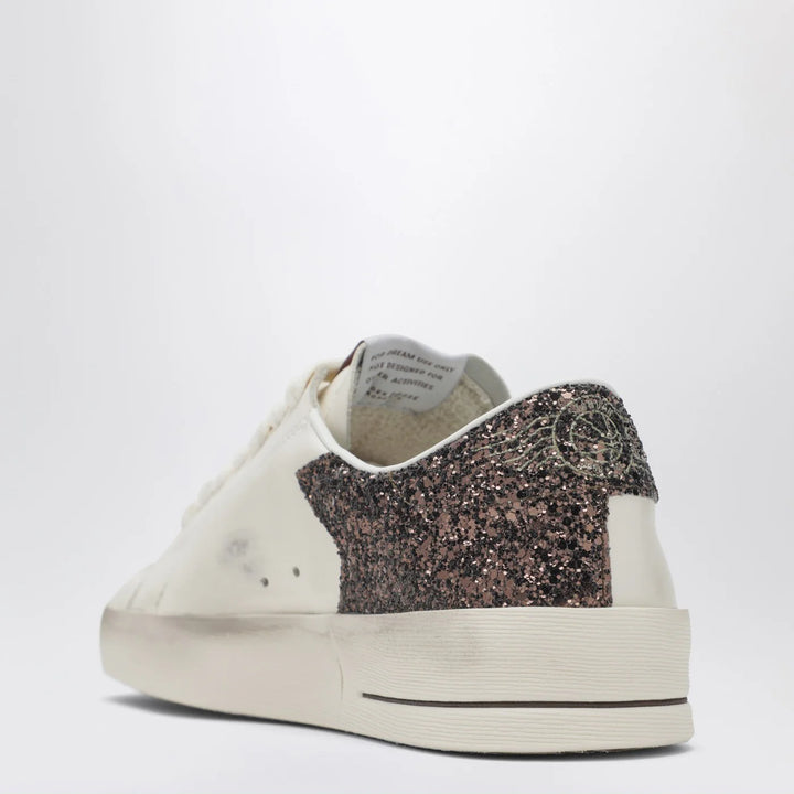 Golden Goose - Stardan Sneakers in white leather and brown glitter