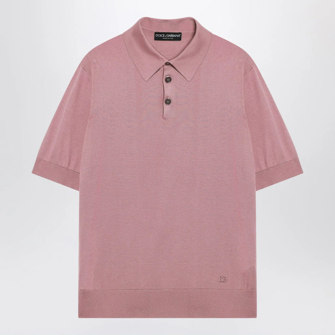Dolce&amp;Gabbana - Pink silk polo shirt
