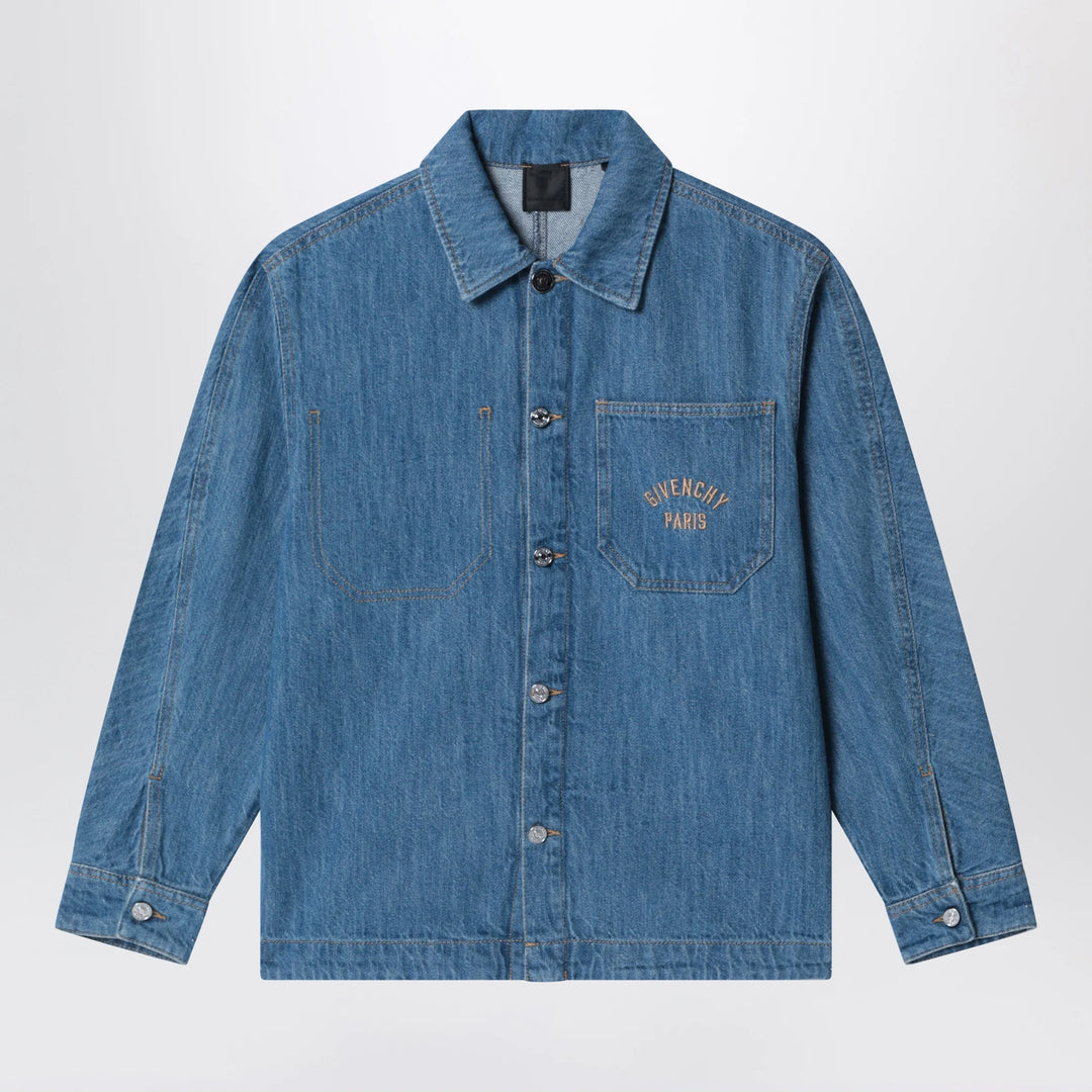 Givenchy - Blue denim shirt with logo embroidery