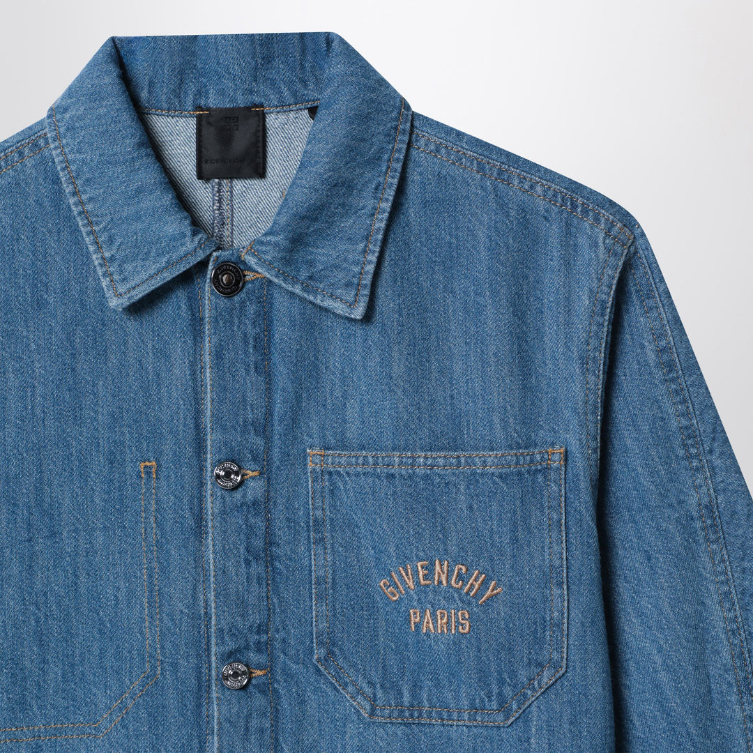 Givenchy - Blue denim shirt with logo embroidery