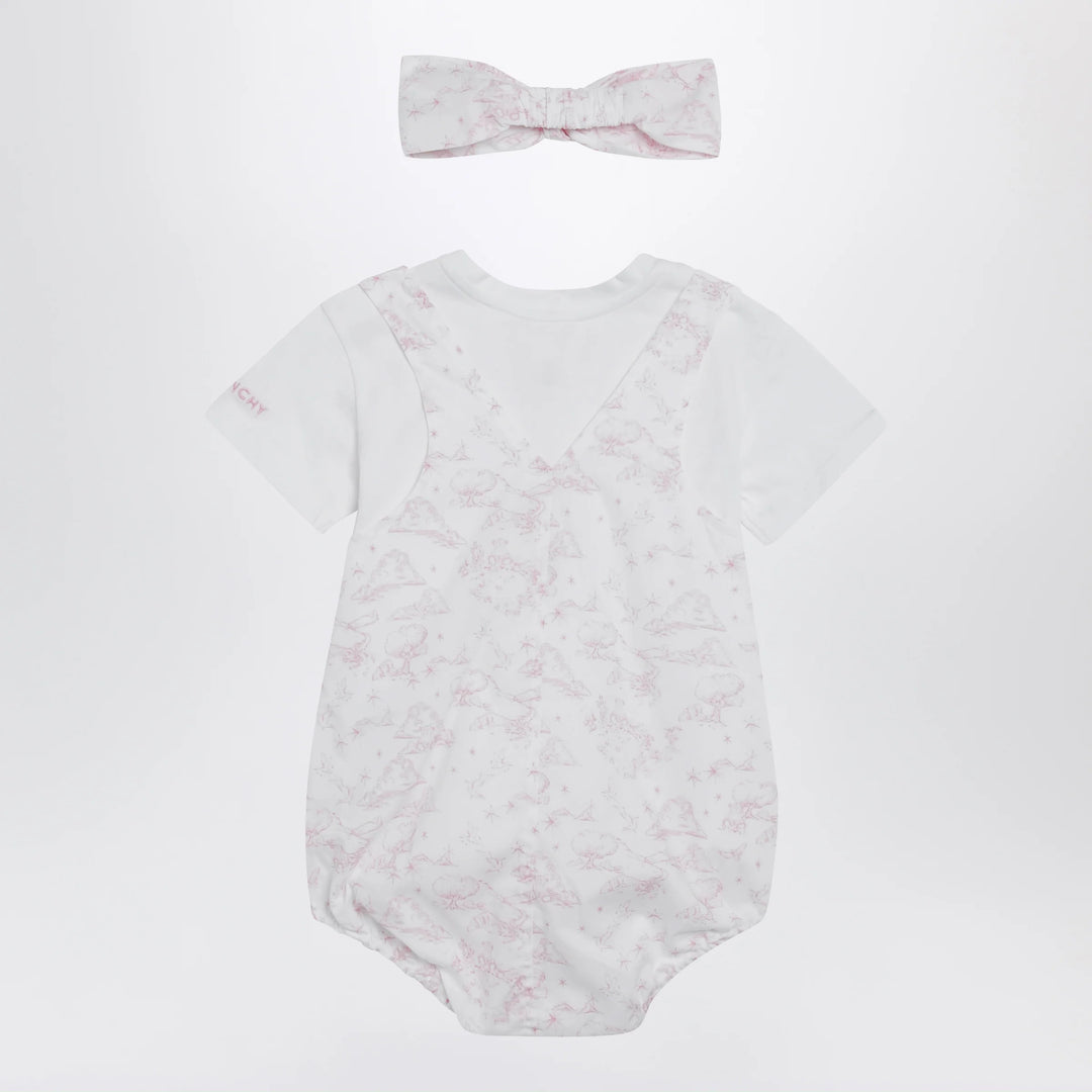Givenchy - White/pink cotton romper with headband