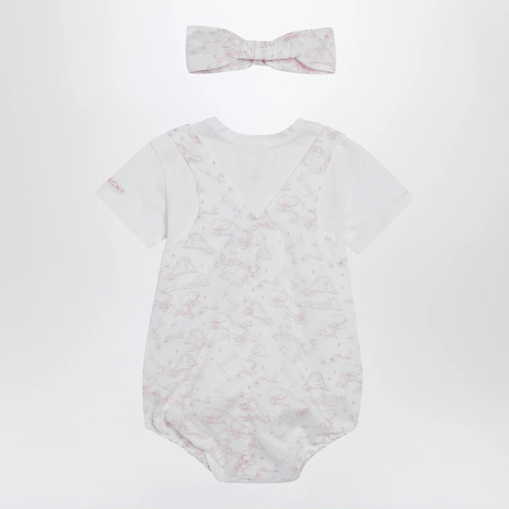 Givenchy - White/pink cotton romper with headband