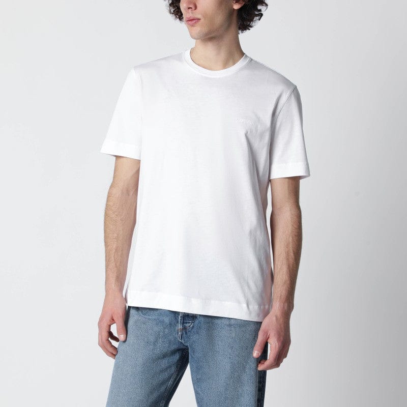 Shirts & Tops ZEGNA - White T-shirt with embroidered logo - 52 IT Brand