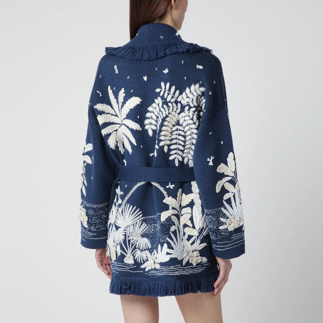 Alanui - Postcard From Paradise cardigan Deep Blue/White Pearl