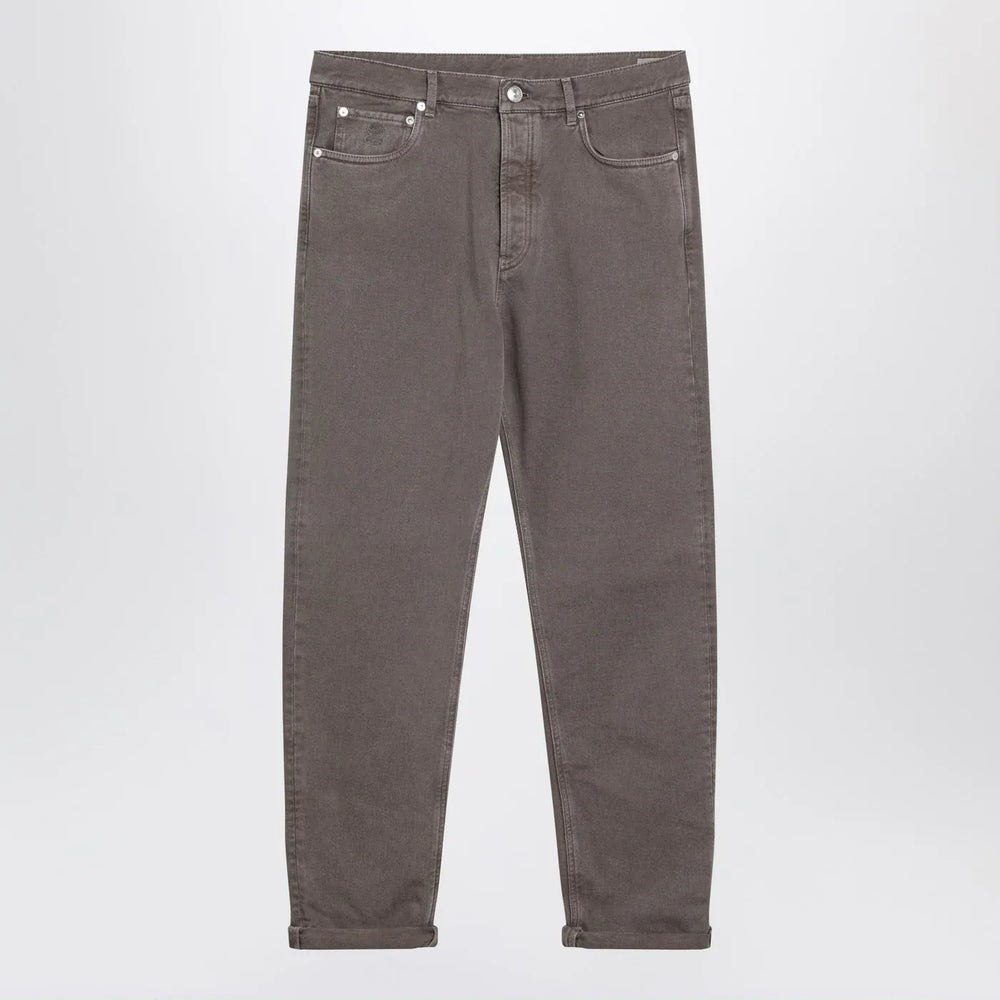 Brunello Cucinelli - Beige vintage-effect jeans with turn-up hem Brand Jeans 50 IT