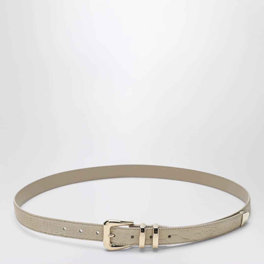 Brunello Cucinelli - Beige alligator leather belt with silver buckle