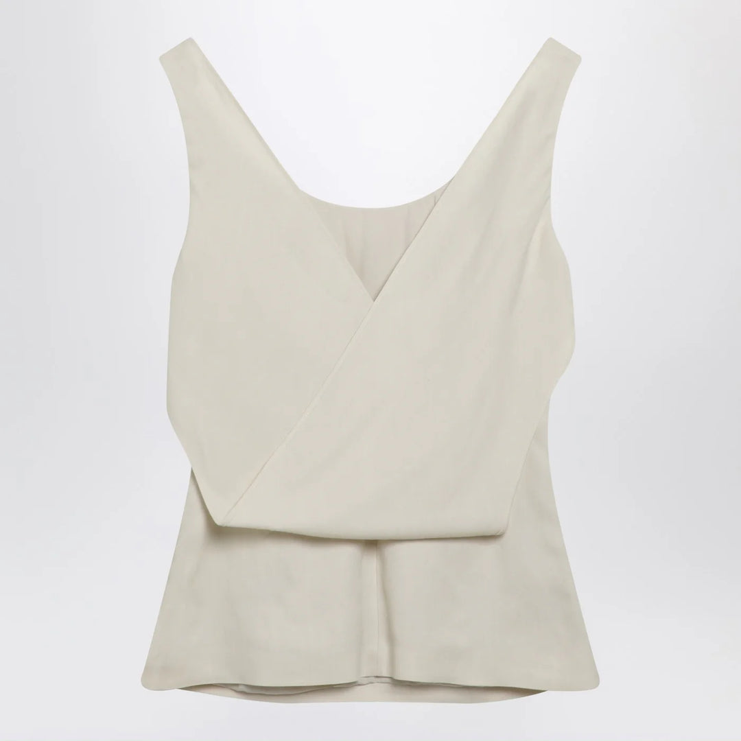 Brunello Cucinelli - Cream-colored top in Fluid viscose and linen twill