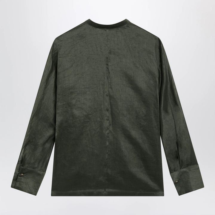 Max Mara Studio - Ramie canvas shirt in khaki green