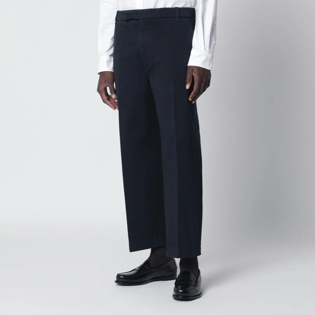 Thom Browne - Navy blue cotton trousers