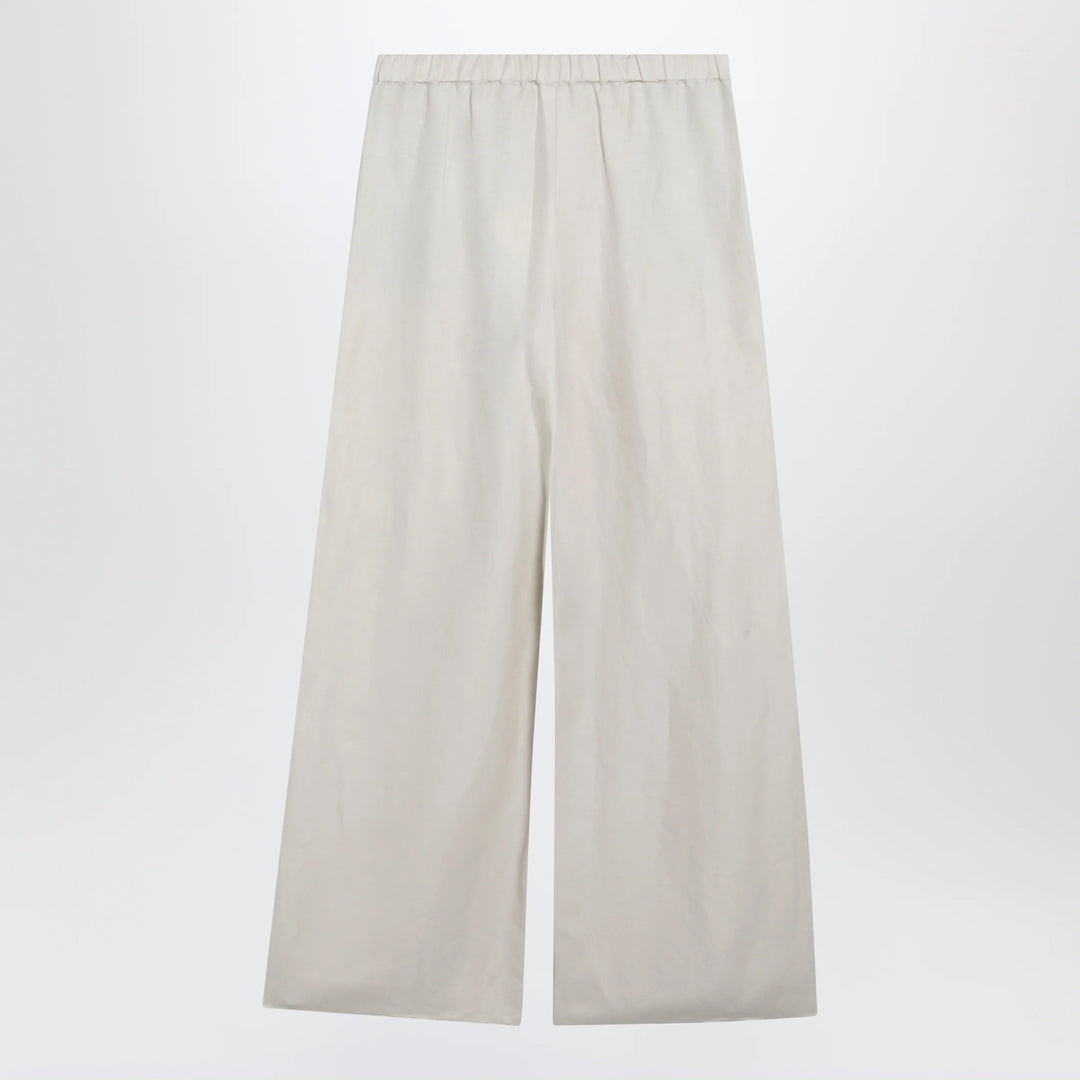 Max Mara - Wide-leg linen and silk twill trousers in beige