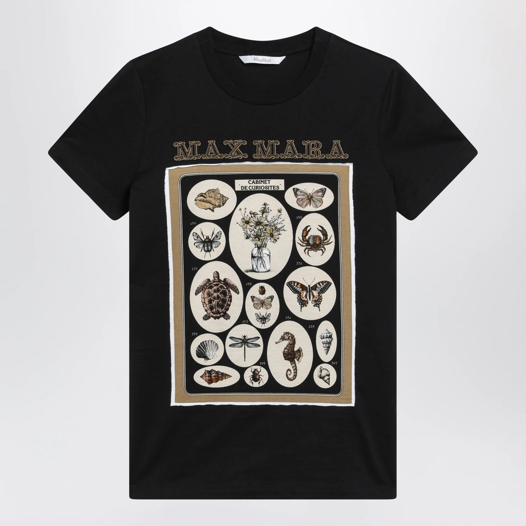 Max Mara - Black cotton jersey T-shirt with front print
