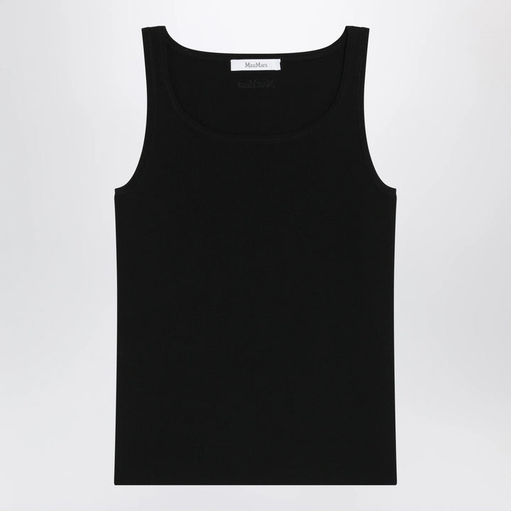 Max Mara - Sleeveless viscose crêpe knit top in black