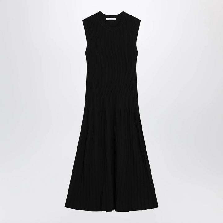 Max Mara - Midi fit-and-flare ribbed viscose crêpe dress in black