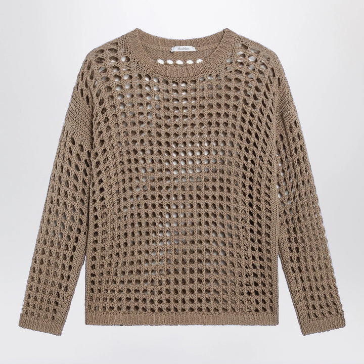 Max Mara - Cotton mesh long-sleeve sweater in Desert