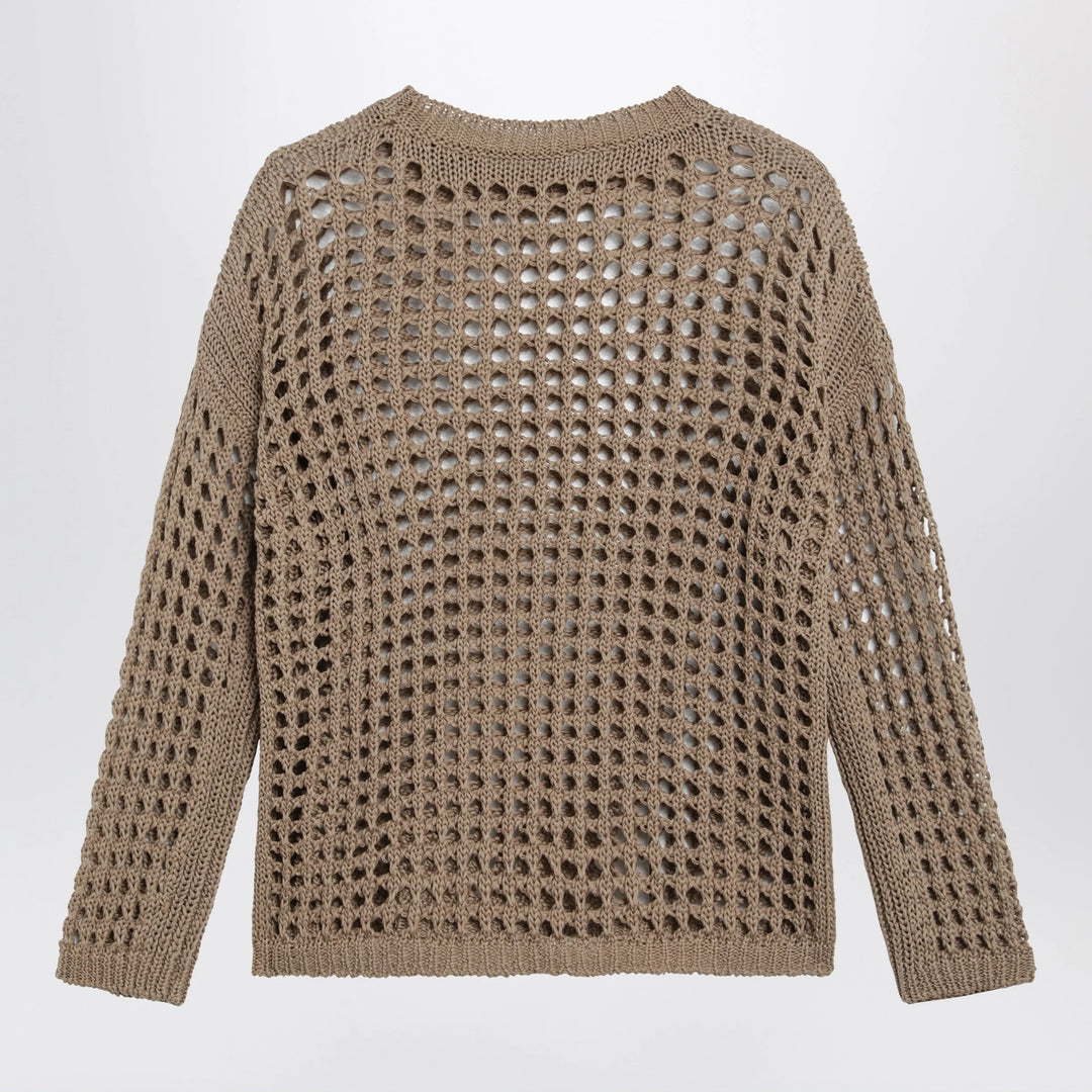 Max Mara - Cotton mesh long-sleeve sweater in Desert