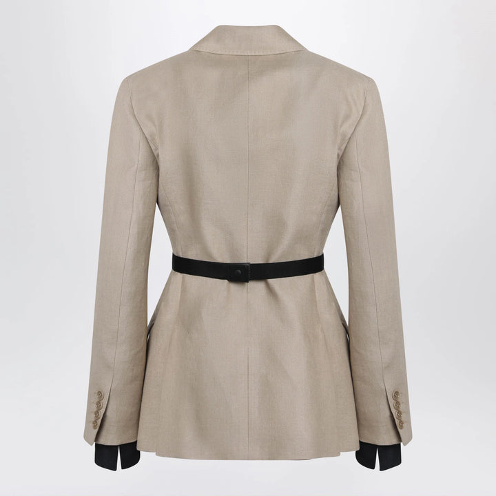 Max Mara - Double-breasted pure linen blazer in camel